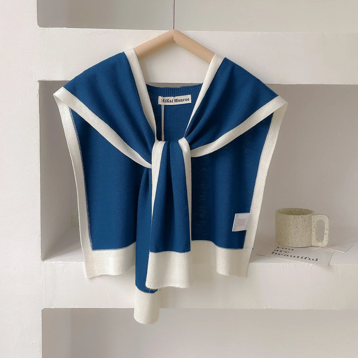 Emma striped knit shoulder shawl lightweight breathable wrap versatile spring autumn layer