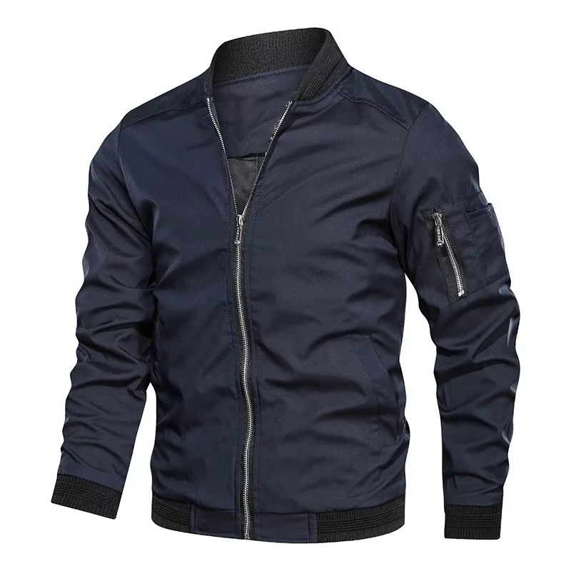 Orsenvi men's burgundy lightweight bomber jacket windbreaker with zip pockets, casual slim fit