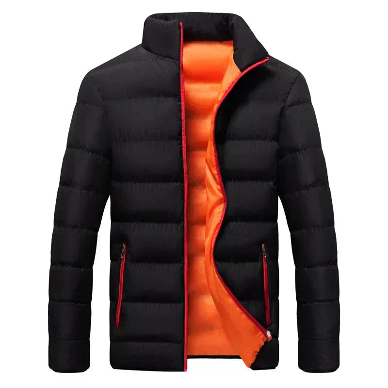 Black elegant thermal jacket slim-fit silhouette with refined insulation for city and outdoor wear