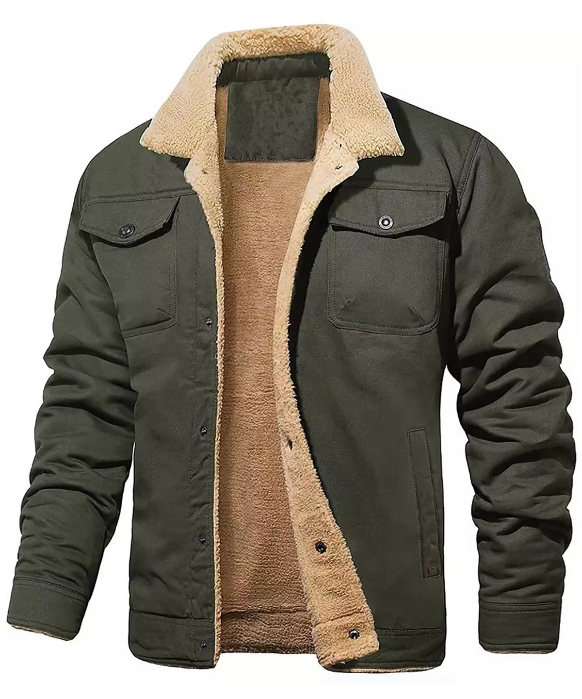 Men's dark winter parka faux shearling lined windproof coat with multiple pockets warm insulation