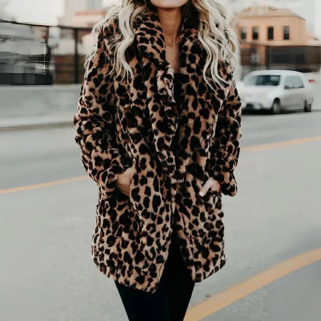 Sasha Leopard Print Faux Fur Coat
