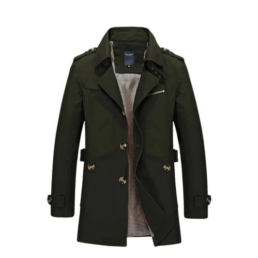 Men's Trench Coat Classic Double Breasted Belted Waist Water