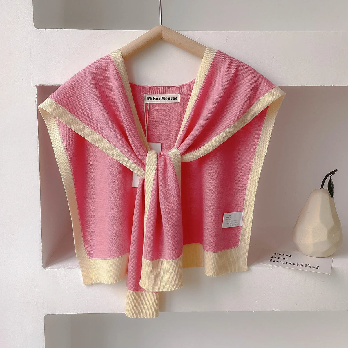 Emma striped knit shoulder shawl lightweight versatile spring autumn wrap multicolor soft breathable