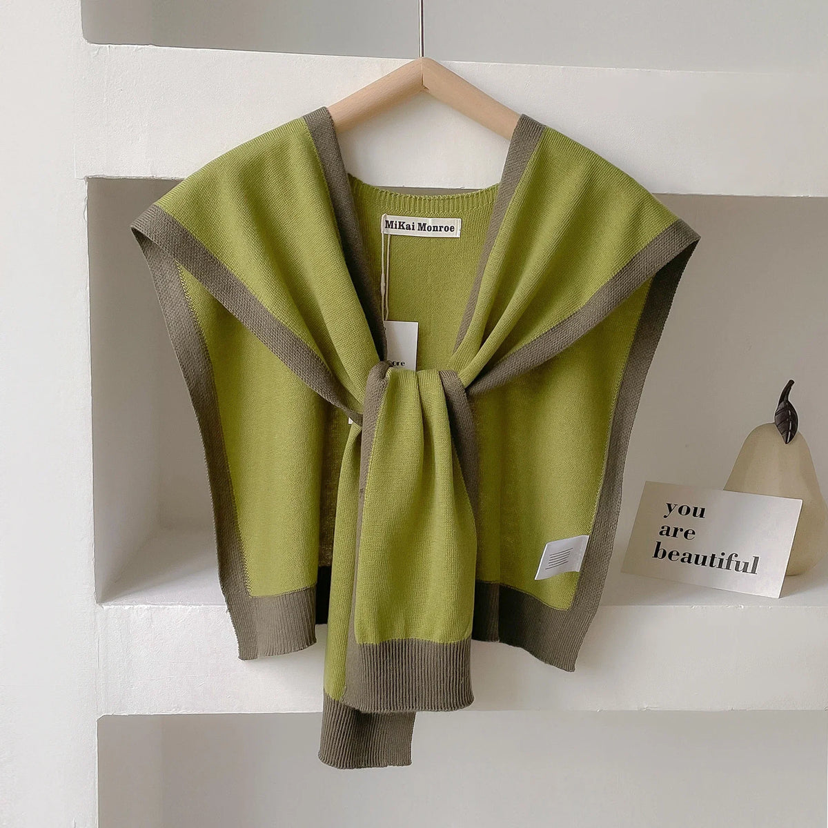 Emma striped knit shoulder shawl lightweight breathable wrap versatile spring autumn layer