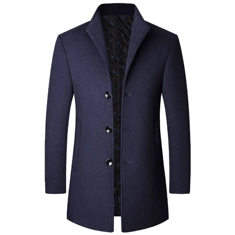Mason by Orsenvi men's tailored wool overcoat elegant long silhouette with streamlined cold-weather cut