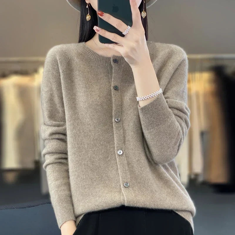 Vera™ buttoned cardigan elegant relaxed fit with refined button details versatile layering essential