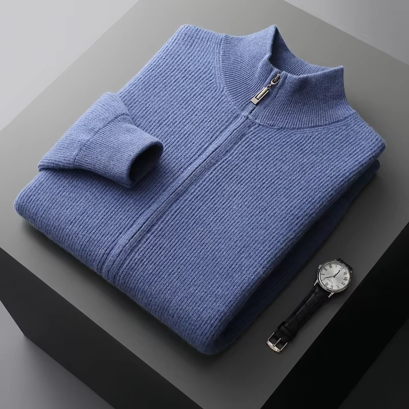 Orsenvi Men's Wool Zip Up Cardigan Sweater