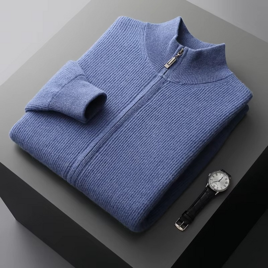 Orsenvi Men's Wool Zip Up Cardigan Sweater