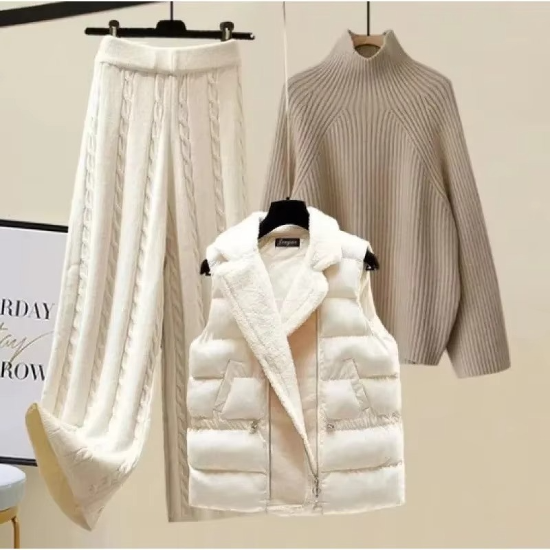 Orsenvi Women's Knit Cozy Wide Leg Elegant Set