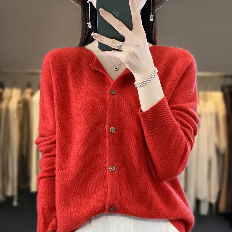Vera™ buttoned cardigan elegant relaxed fit with refined button details timeless layering essential