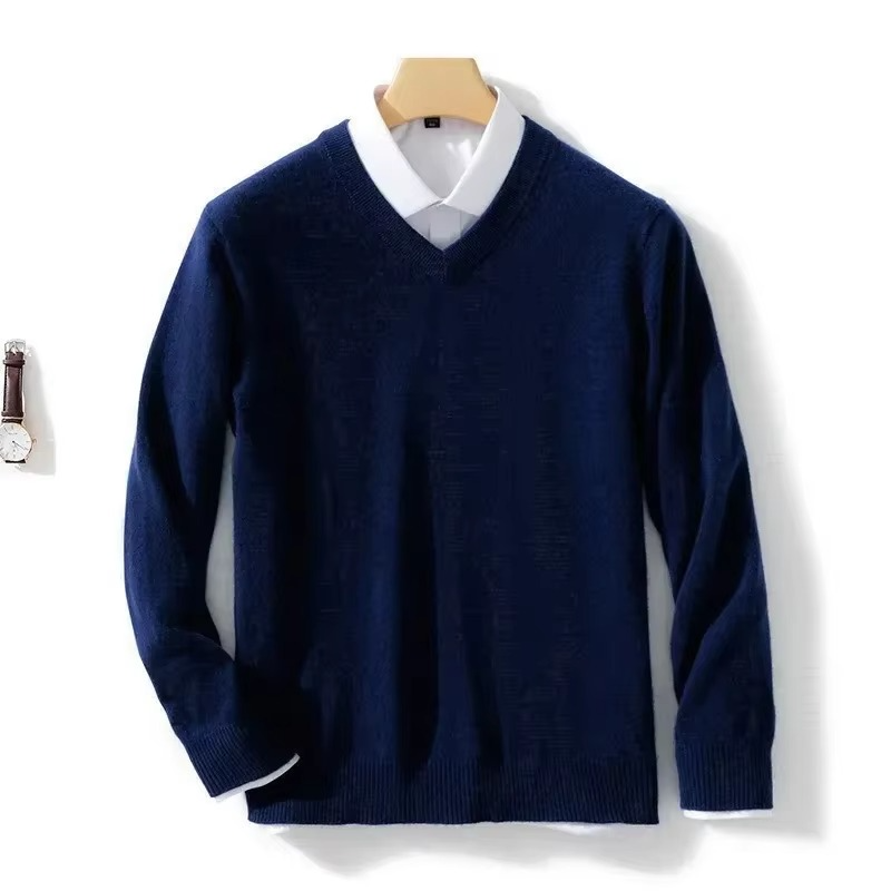 Orsenvi Men's Wool Blend V-Neck Sweater Warm Lightweight Winter