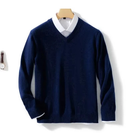 Orsenvi Men's Wool Blend V-Neck Sweater Warm Lightweight Winter