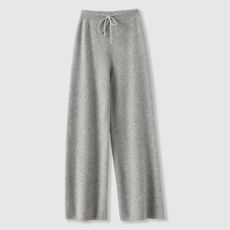 Emma loose beige cashmere wide-leg trousers with fluid drape for relaxed chic comfort