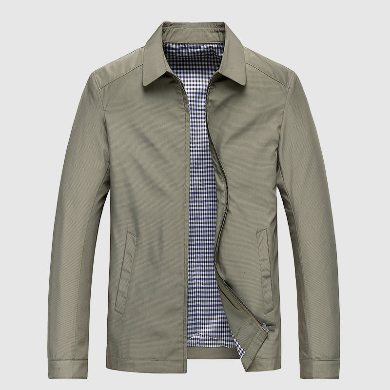 Orsenvi Theodore navy Harrington jacket regular fit collared zip front hip-length men's outerwear