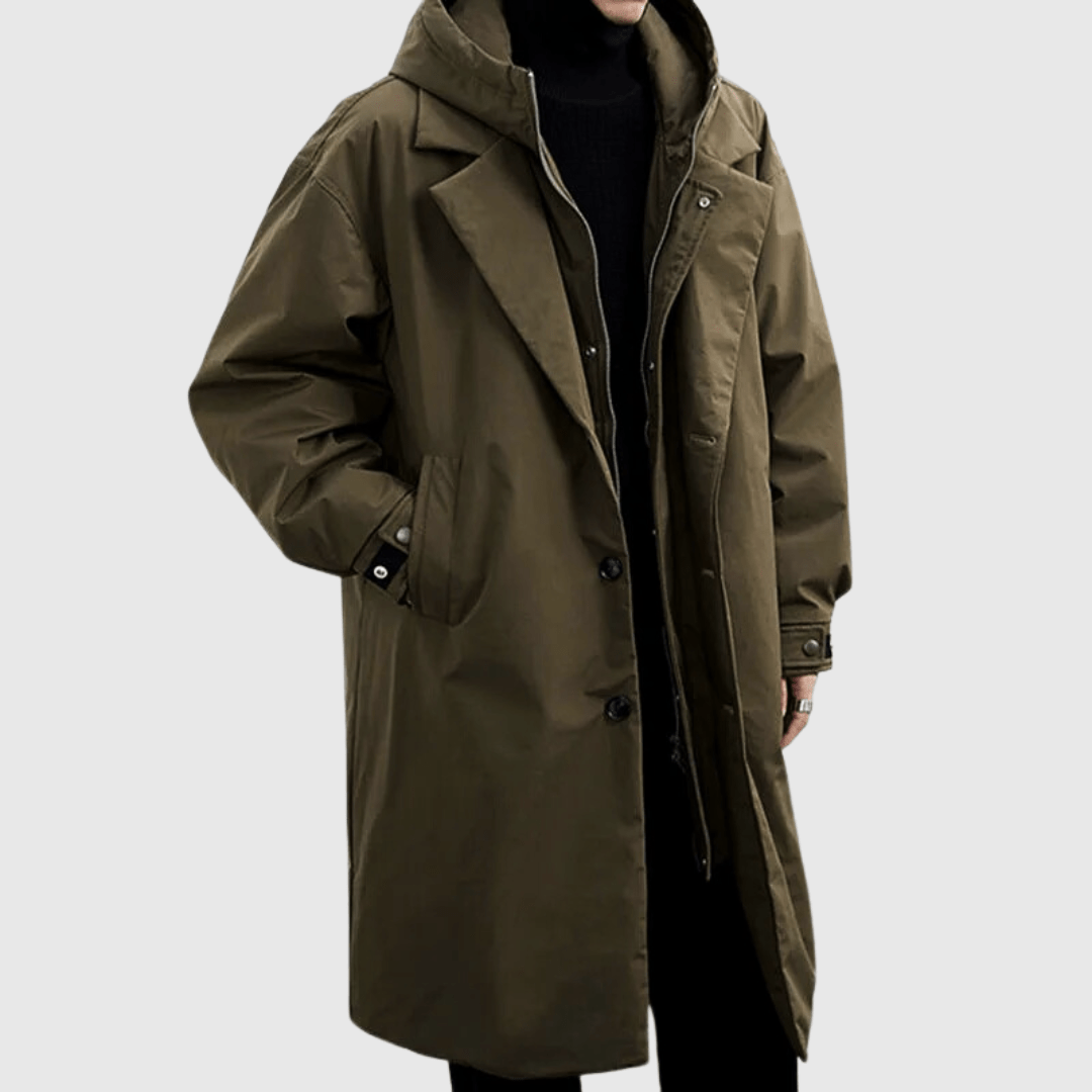 Orsenvi Mens Oversized Weather-Resistant Hooded Coat
