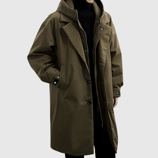 Orsenvi Mens Oversized Weather-Resistant Hooded Coat