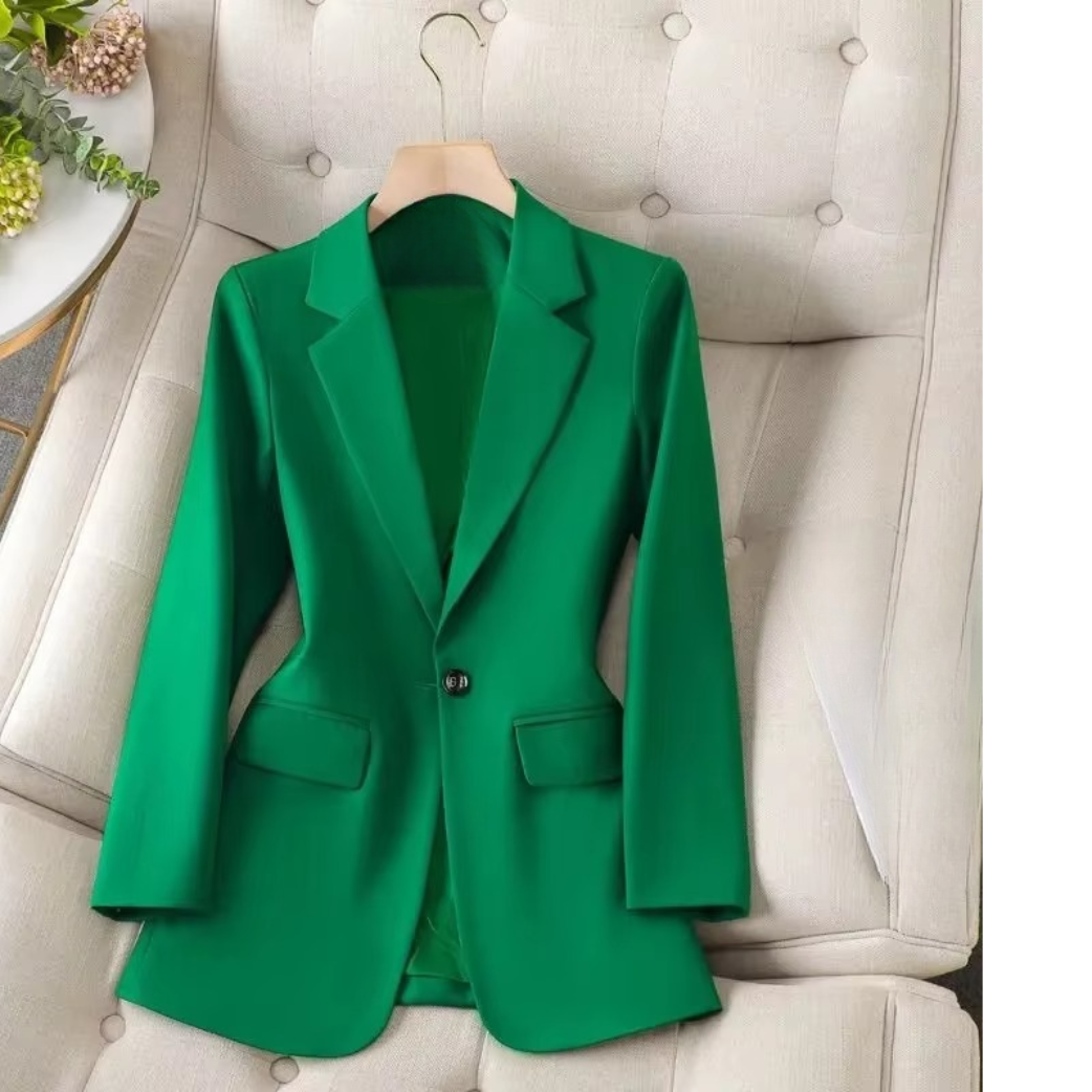 Orsenvi Women's Green Blazer Single Button Pro Look