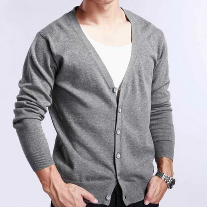 Orsenvi Men's William Heritage Grey Cashmere Wool Blend Cardigan