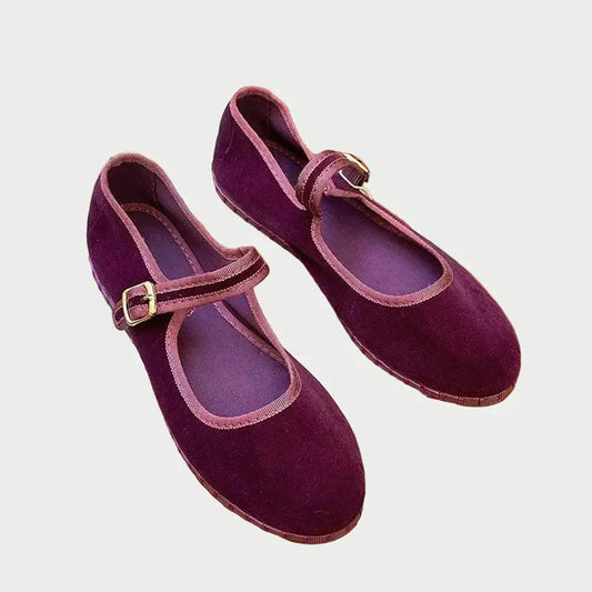 Orsenvi Velvet Ballet Flats For Women Plush Velvet Upper