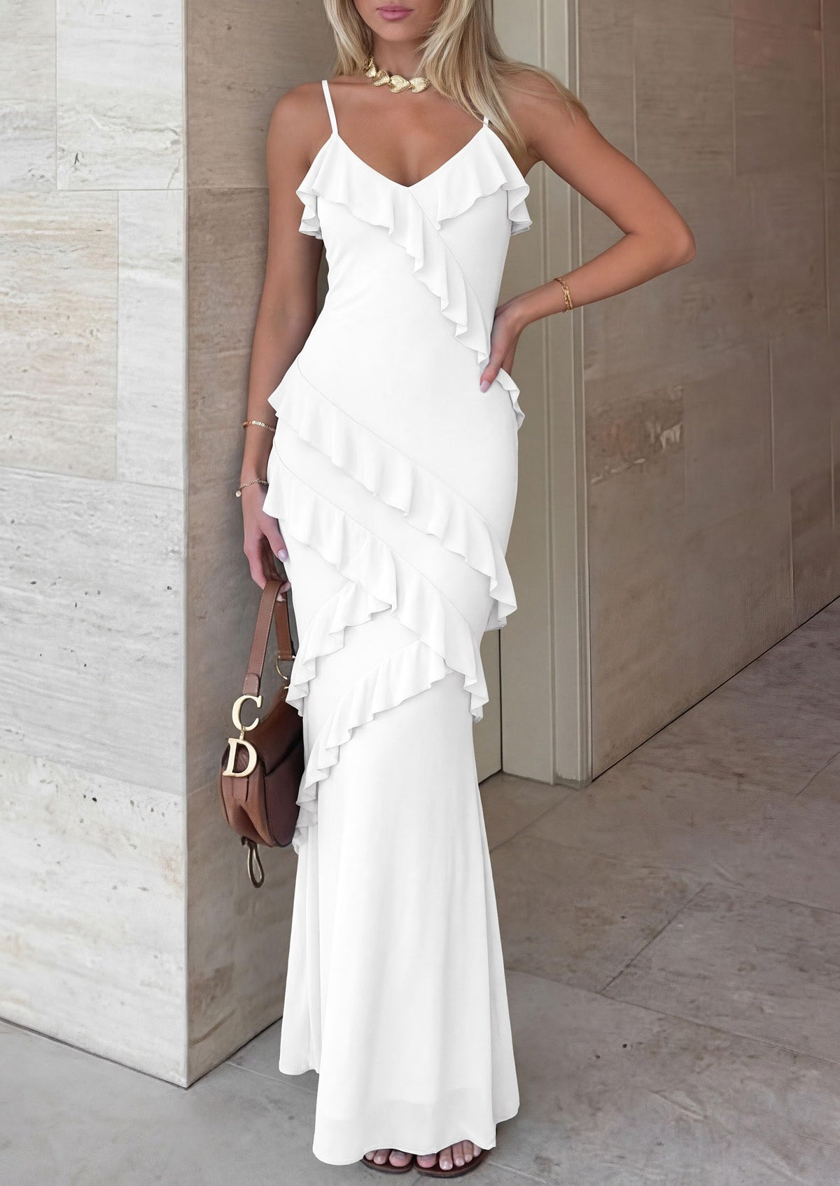 Mesh Bodycon Maxi Dress - Spaghetti Strap, V-Neck, Wedding - photo 54