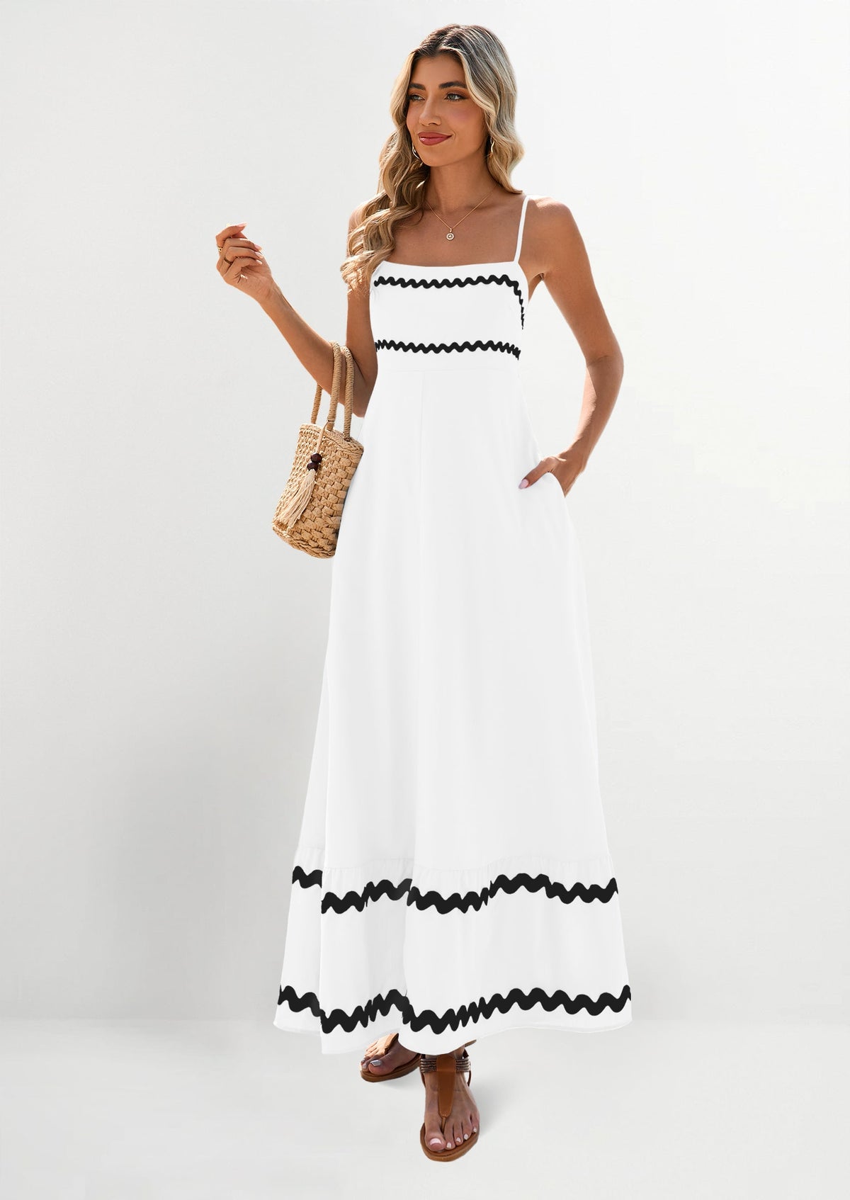 Light Blue Flowy Maxi Dress - Sleeveless, Casual - photo 8