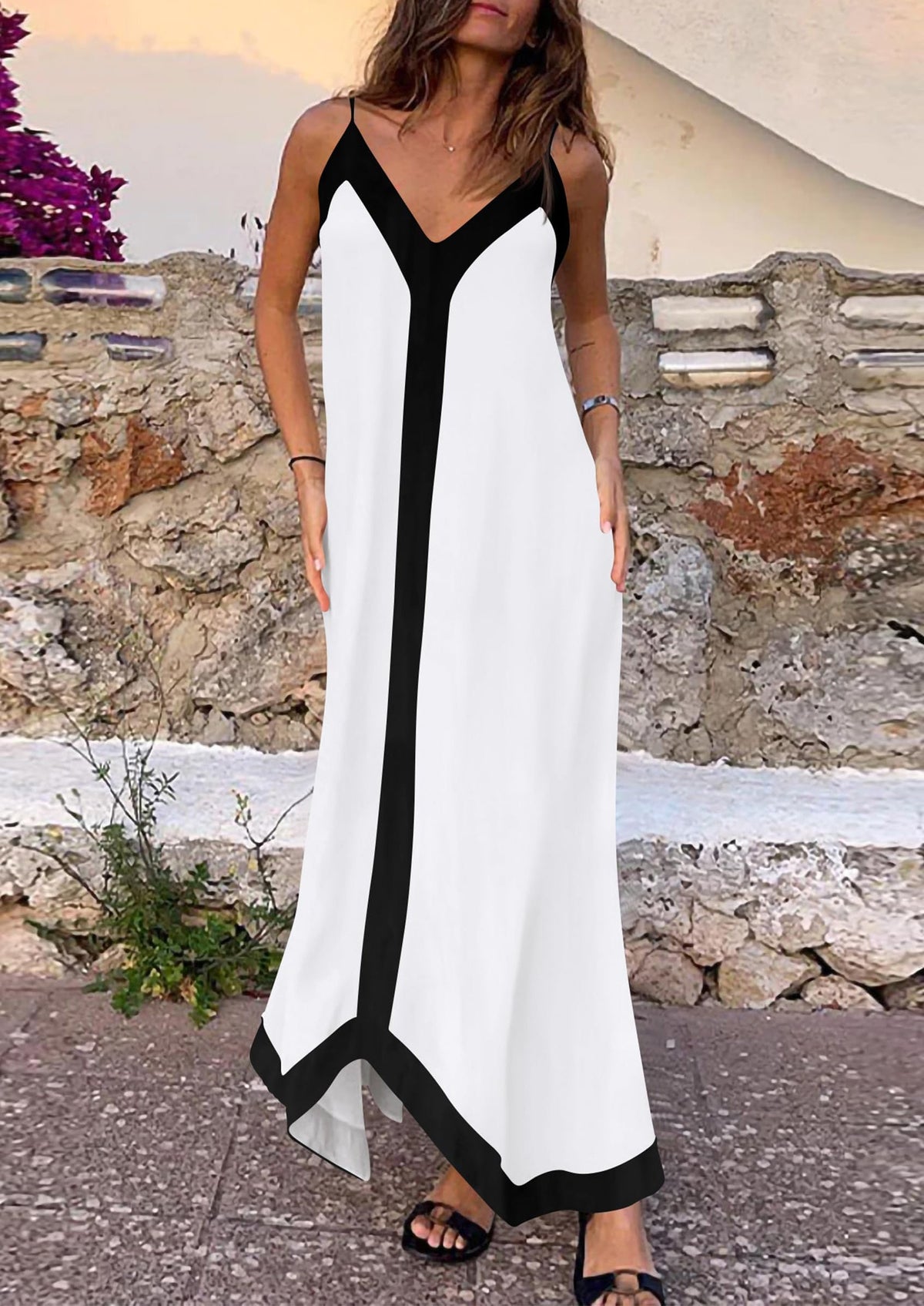 Flowy Maxi Dress - Sleeveless, V-Neck, Party - photo 67