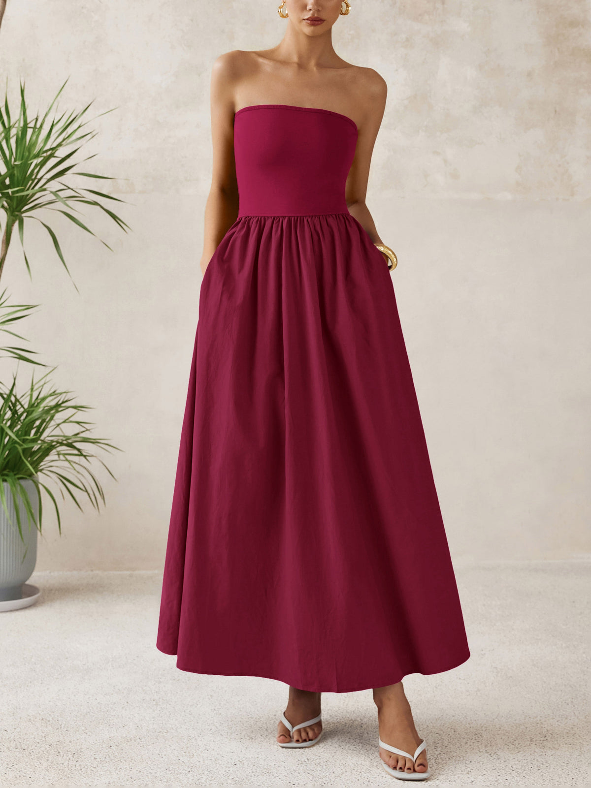 A-Line Flowy Maxi Dress - Strapless, Party - photo 16