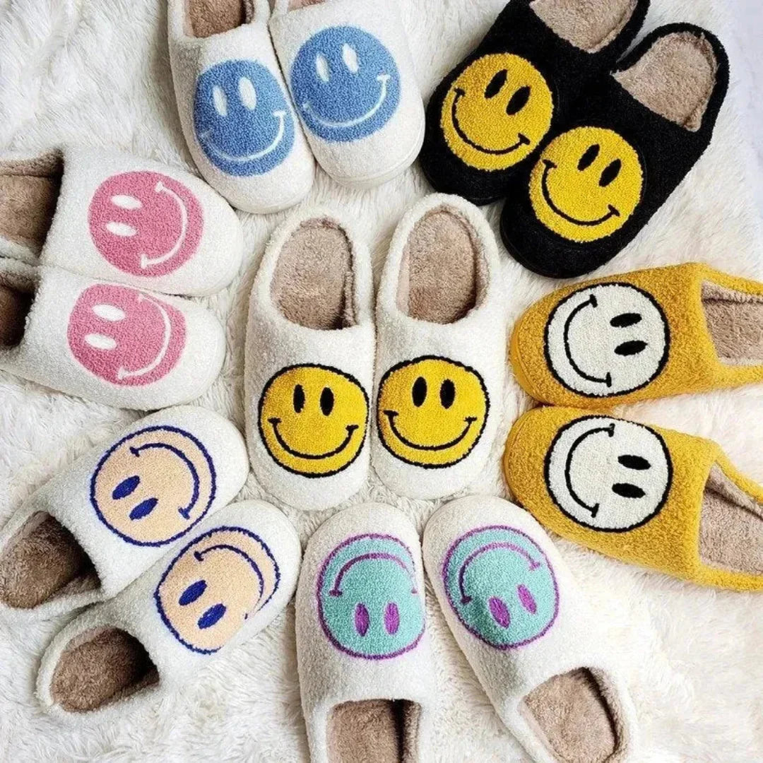 Women's Plush Smiley Face Slippers