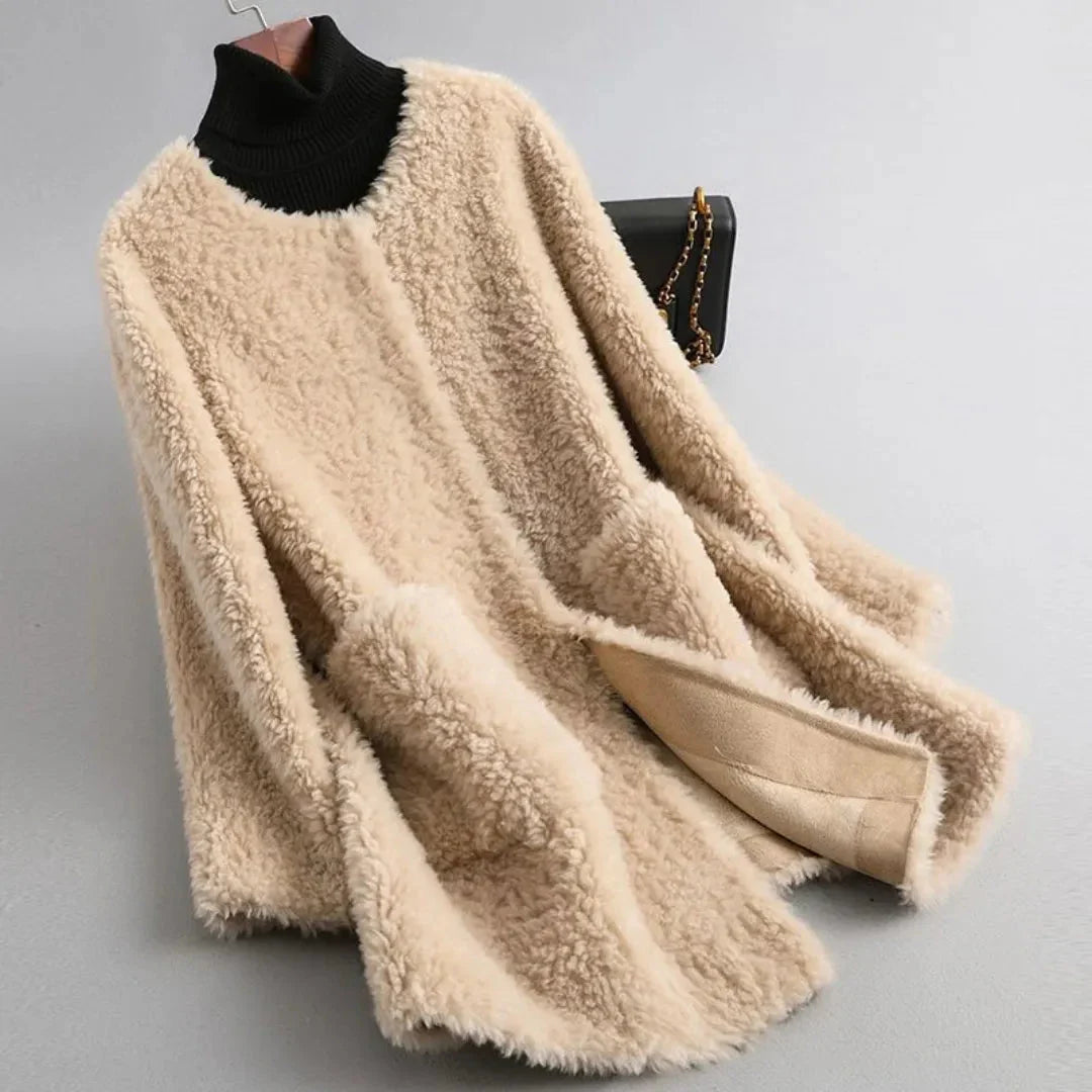 Orsenvi Women's Faux Shearling Fur Coat Ultra Soft Draped Warmth