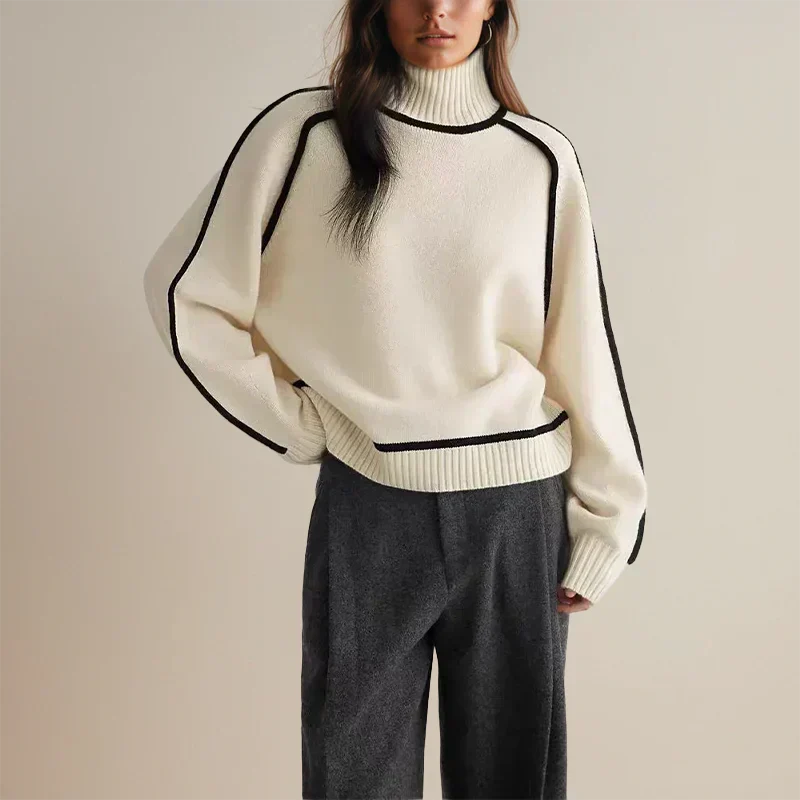 Soft elegant ruby red women's sweater with flattering silhouette and ultra-cozy refined knit design