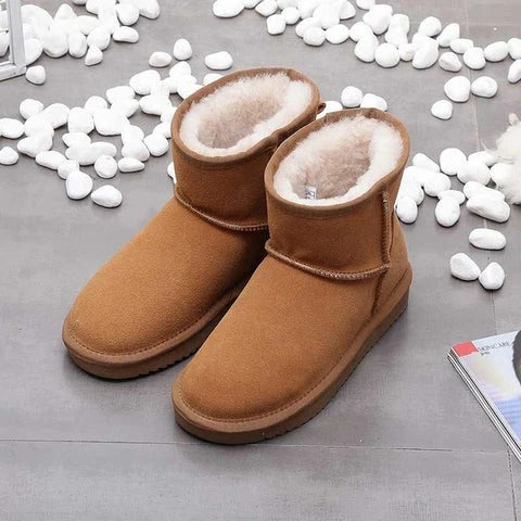 Women's winter shoes in neutral tones, cozy plush-lined slip-on style with adaptive supportive fit