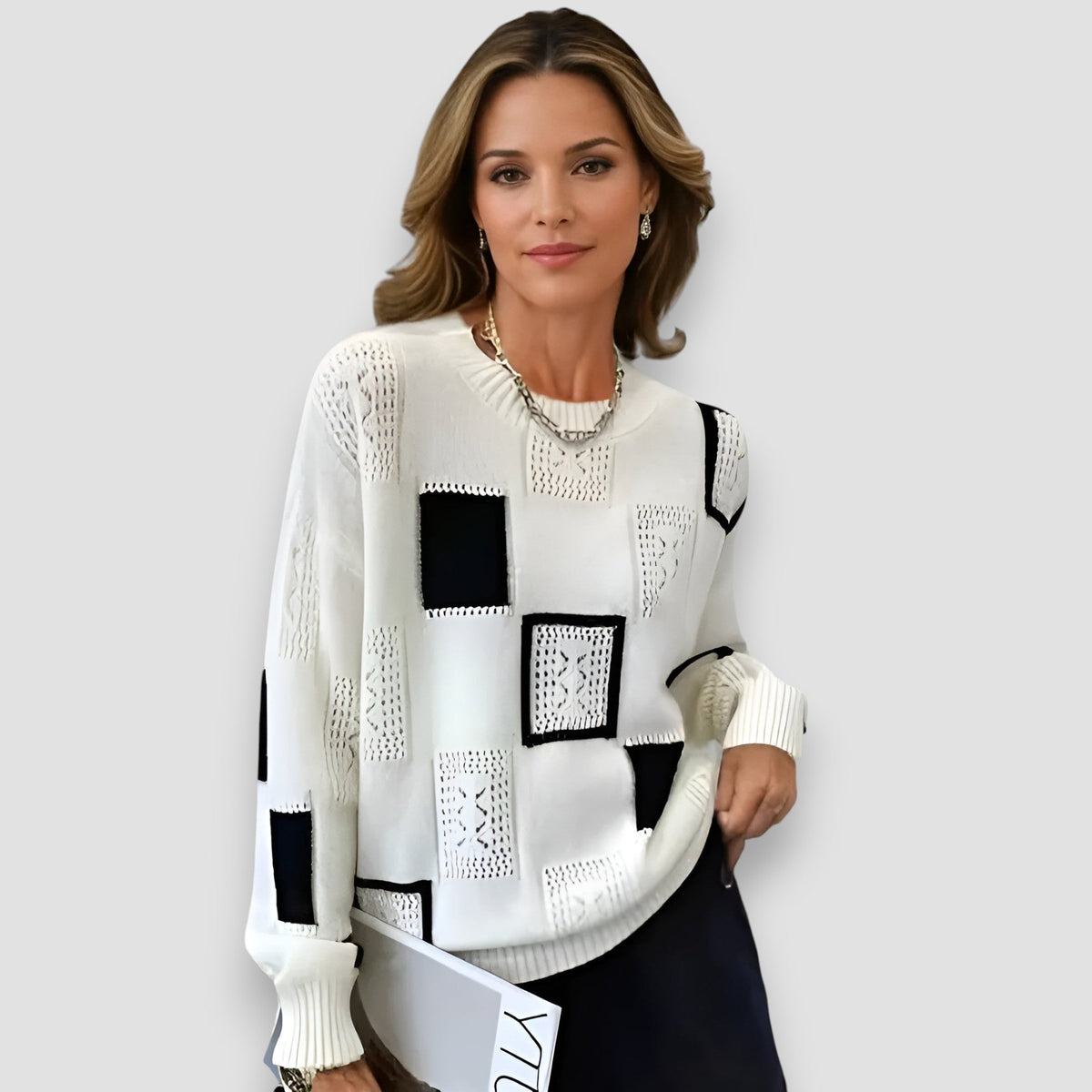 Elegant Squares Sweater
