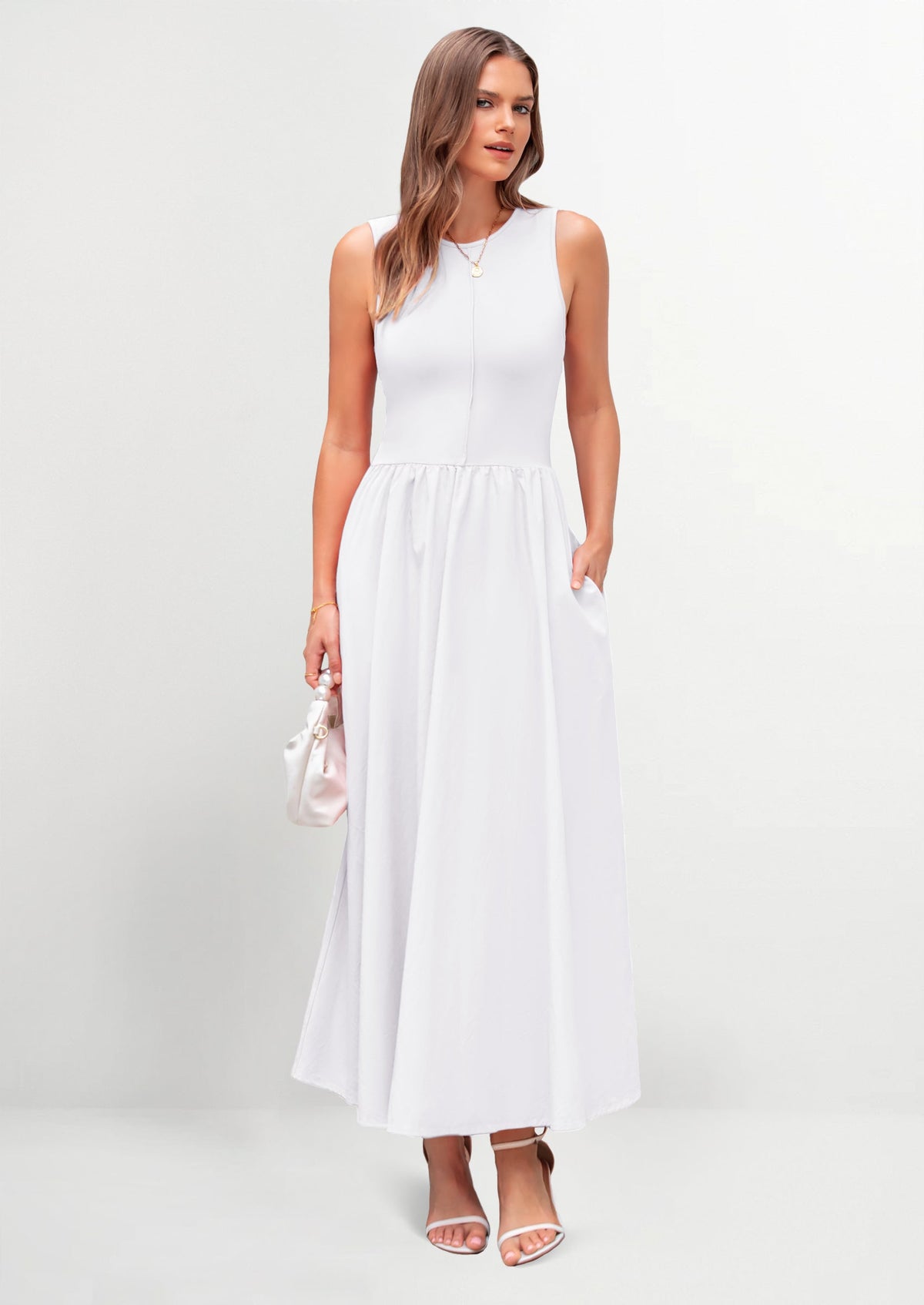 Knit Flowy Maxi Dress - Sleeveless, Crewneck, Casual - photo 25