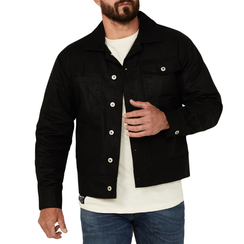 Orsenvi Men's Field Black Waxed Canvas Jacket