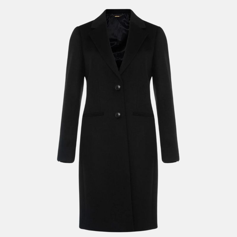 Orsenvi Women's Classic Black Wool Long Coat