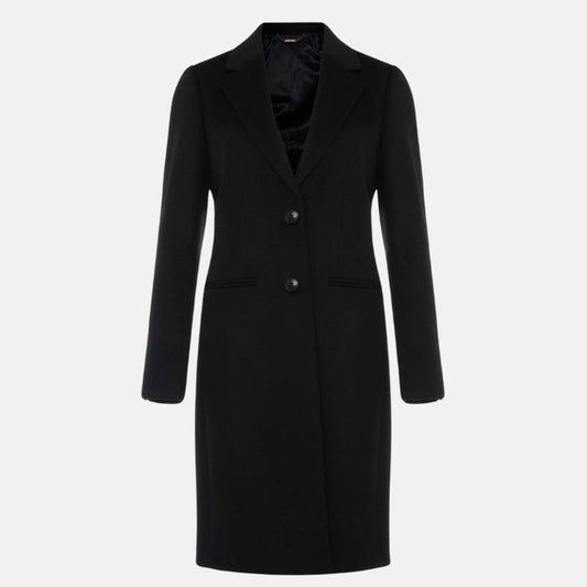 Orsenvi Women's Classic Black Wool Long Coat