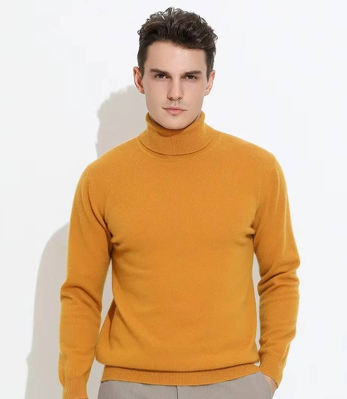 Orsenvi Men's Cashmere Turtleneck Sweater