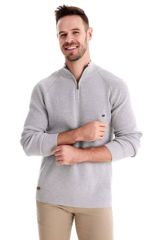 Orsenvi Men's Cotton Blend Quarter Zip Sweater