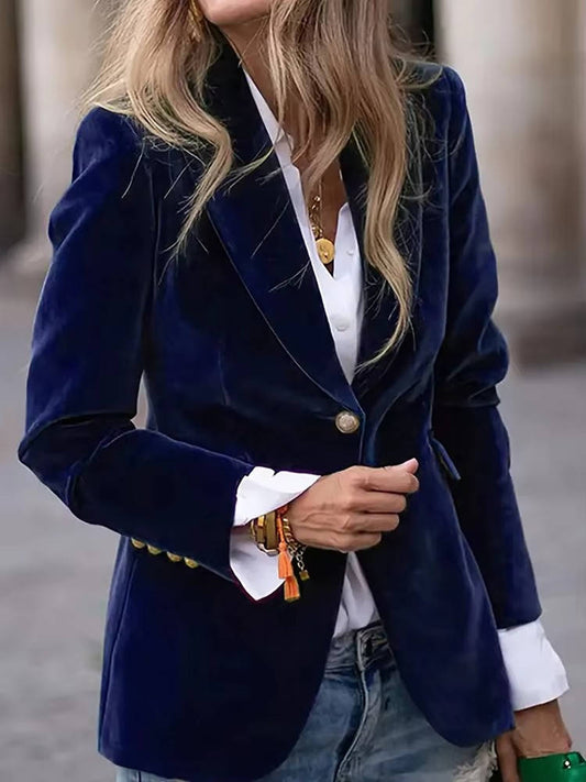 Orsenvi Women Velvet Blazer