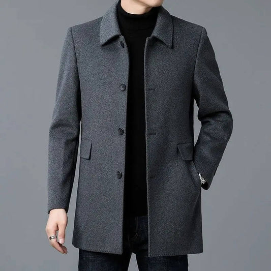 Orsenvi Men's Tailored Short Overcoat