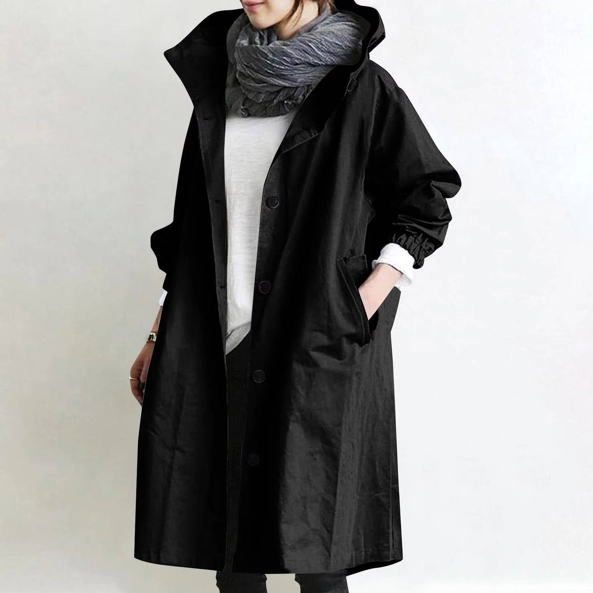 Orsenvi women's oversized waterproof trench coat in neutral tone with ultra-dry breathable polyester fabric