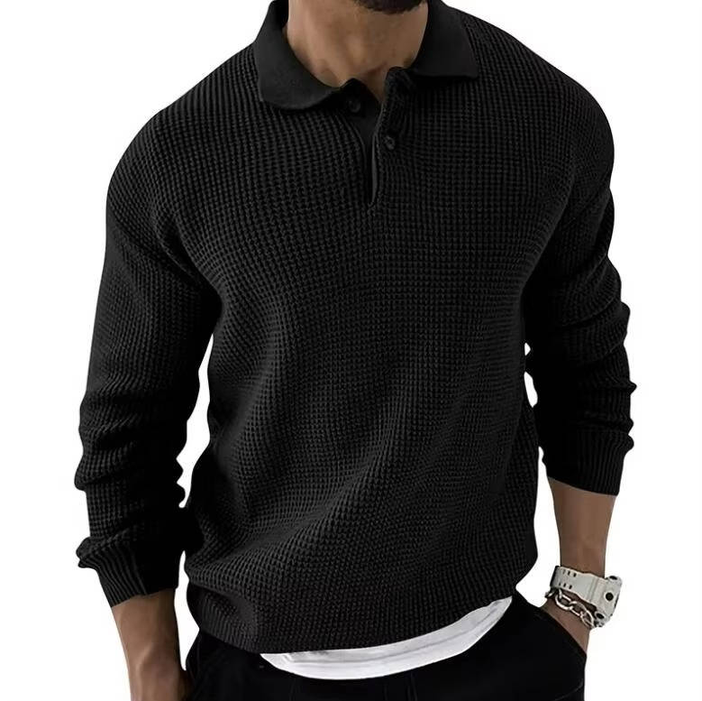 Orsenvi Mens Waffle Knit Long Sleeve Sweater