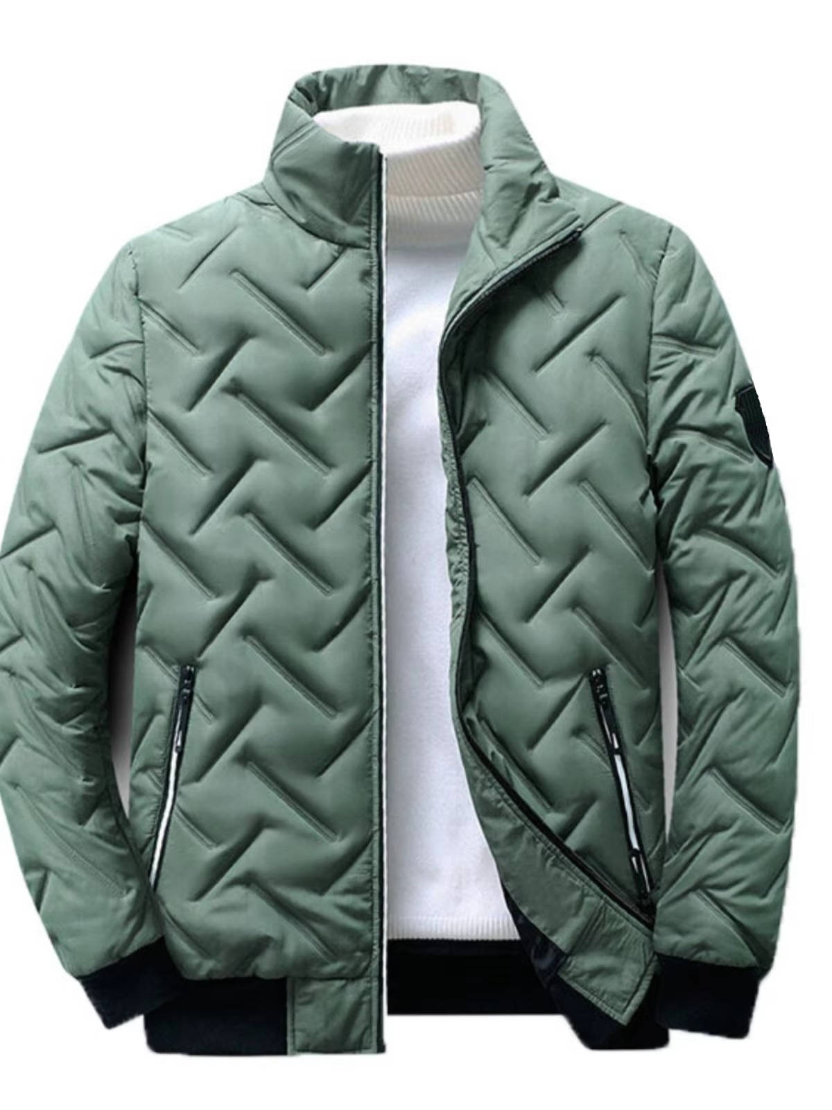 Men's lightweight quilted puffer jacket windproof slim urban fit cold-weather layer