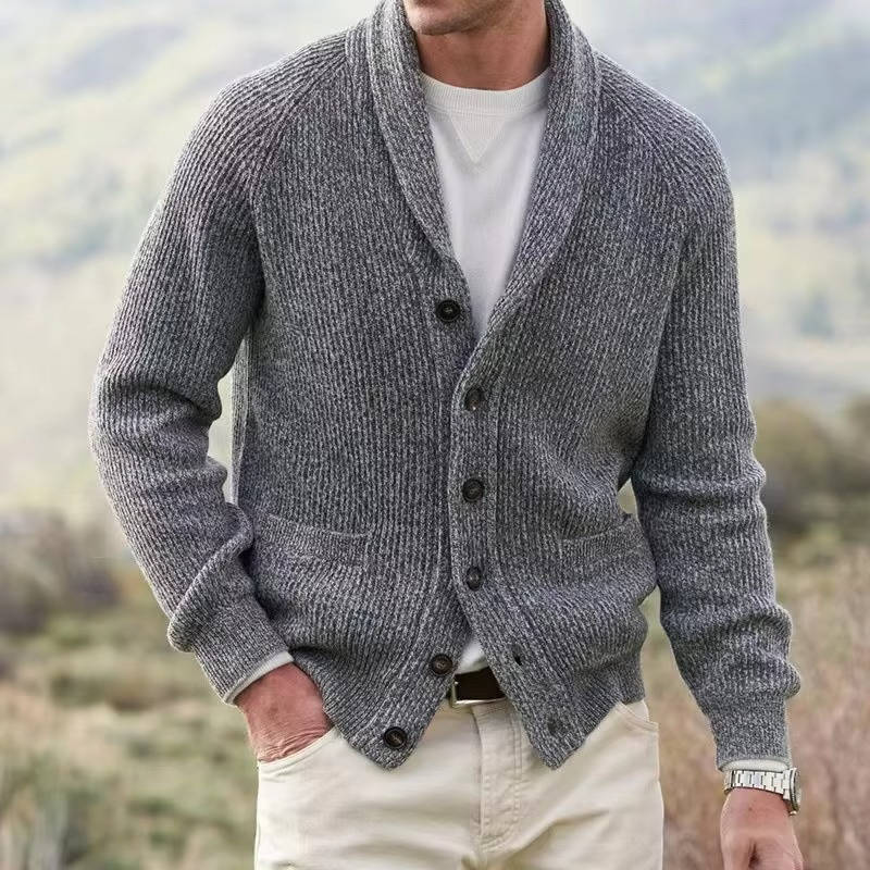 Orsenvi Men's Cashmere Blend Cardigan With Shawl Collar - Refined
