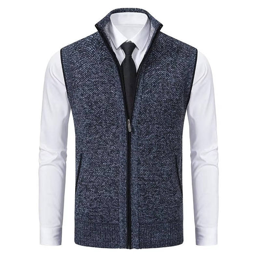 Orsenvi Men's Wool Tweed Vest Zip Front - Versatile Formal and Casual