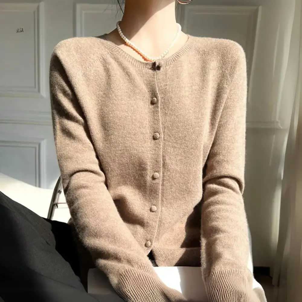Orsenvi Eliza pastel women's wool cardigan cozy relaxed-fit layering essential soft hues