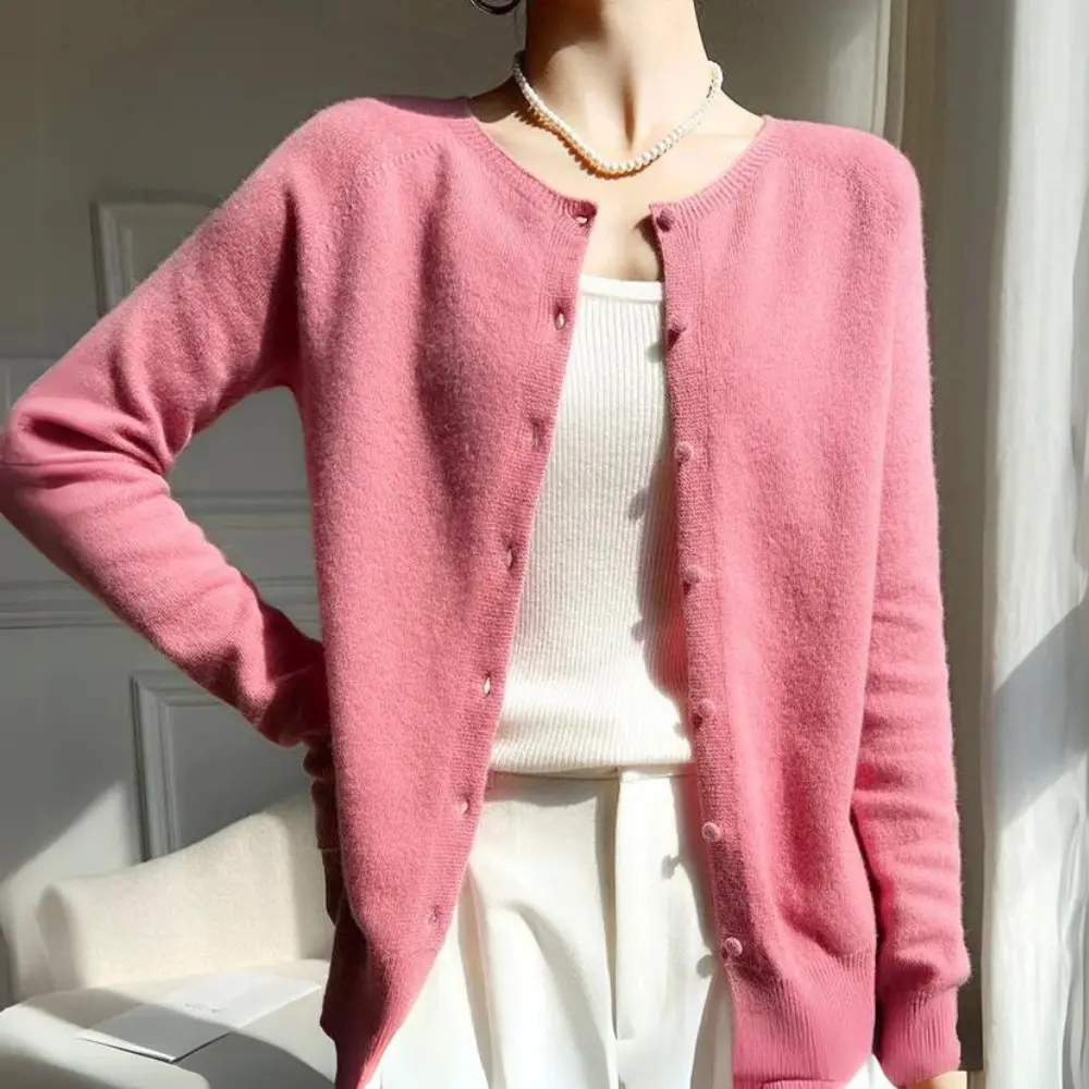 Orsenvi Eliza Pastel Women Cardigan Cozy 100 Percent Wool Layering