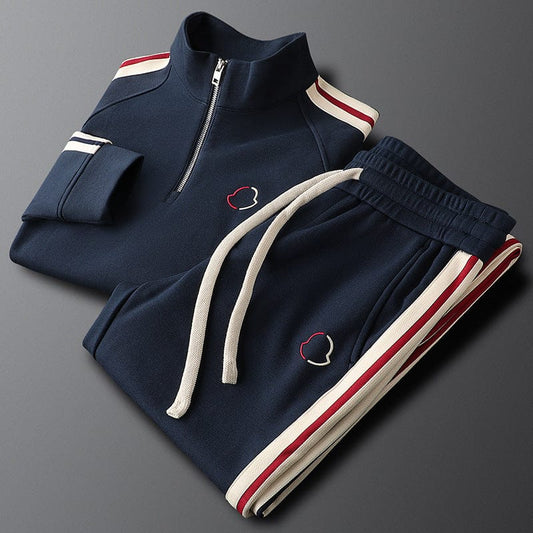 Orsenvi Men's Striped Quarter-Zip Track Jacket & Pants Set
