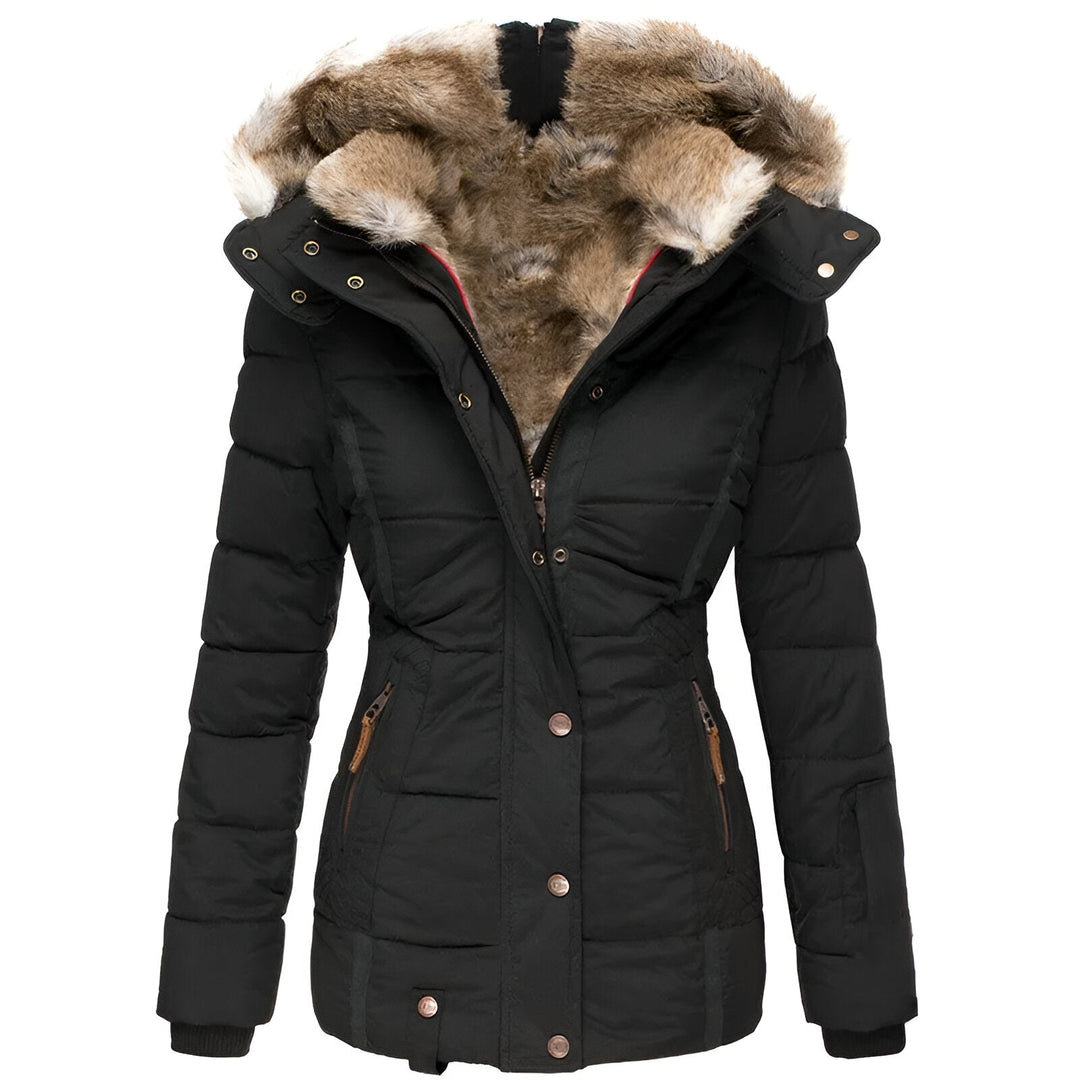 Quilted Fur Trim Hooded Puffer Jacket For Women By Orsenvi Cozy Warmth