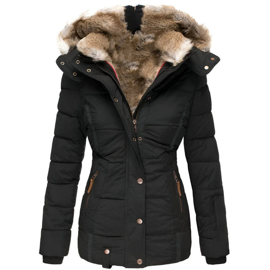 Quilted Fur Trim Hooded Puffer Jacket For Women By Orsenvi Cozy Warmth